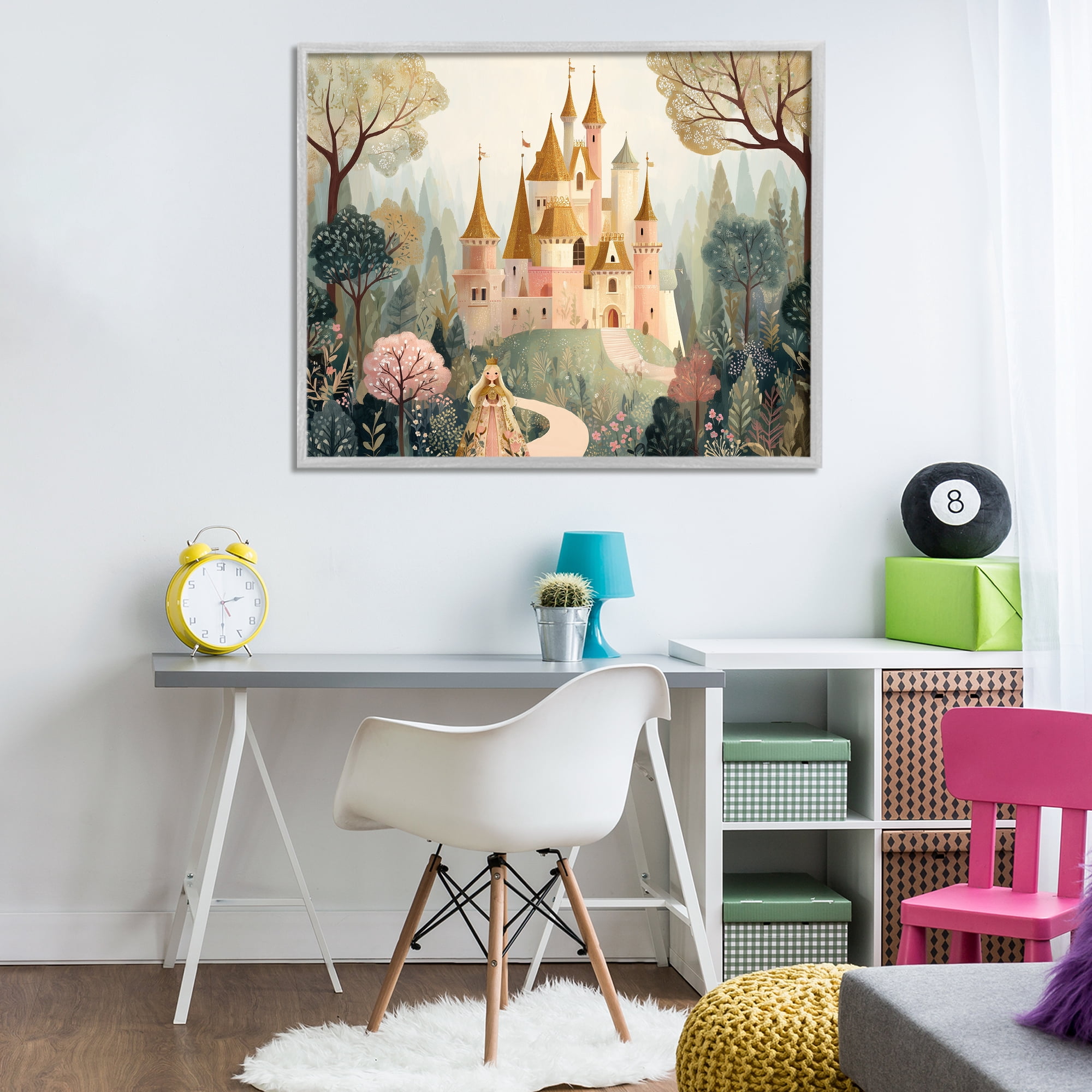 Stupell Industries Whimsical Castle Path Gray Framed Giclee Art, design by Christine Simpson Art