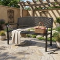 thumbnail image 5 of Resenkos 2-3 Person Patio Garden Bench for Backyard, Lawn, Deck, High Backrest Heavy Duty Metal Outdoor Bench, Black, 5 of 8