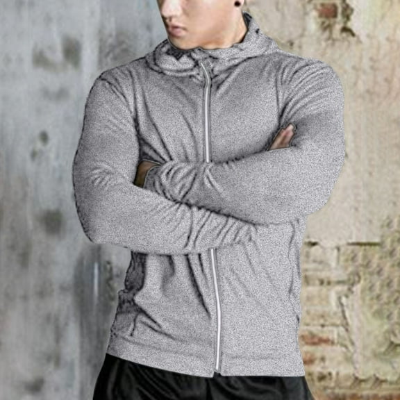 Kakii Men's Lightweight Hoodies - Full Zip Up Breathable Athletic Jackets, for Spring Winter Gym Running Sports Wear