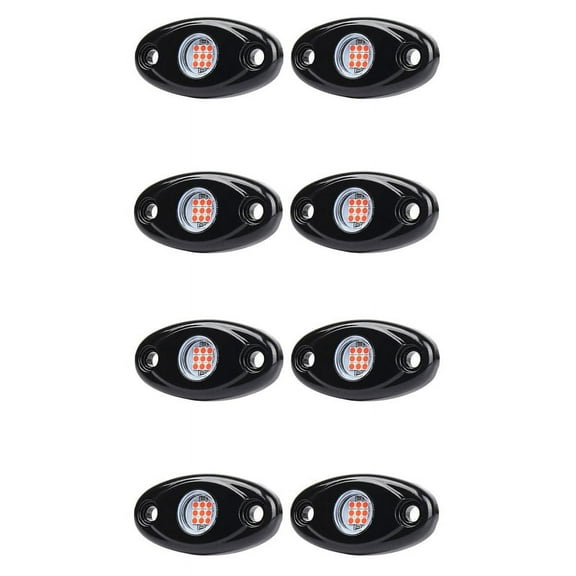 8 Pods LED Rock Lights Kit Waterproof Underglow LED Neon Trail Rig Lights for Truck ATV Offroad Boat-Red,8 * Atmosphere lamp with mounting screws,black