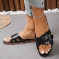 thumbnail image 5 of HNMKIU Women Sandals Fashion Slide Style with Buckle Strap Comfortable Thick Sole Flat Summer Slides for Women Outdoor Casual Wear Beach Shoes Black,5, 5 of 6
