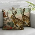 thumbnail image 3 of Chilfamy Rustic Vintage Animals Throw Pillow Covers  Decorative Cute Rabbits Dragonflies Robin Birds Butterfly Classical Pairs Garden Flowers Pillow Cushion Cover  22x22in, 3 of 5