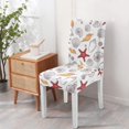 thumbnail image 4 of Seahorse and Anchor Design Dining Chair Covers Set of 4, Stretch Washable Polyester Slipcovers, Removable Seat Protector for Nautical or Beach Theme, 4 of 7