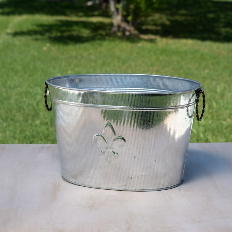 Oval Silver Ribbed Fleur De Lis Beverage Tub Oval Silver Ribbed Fleur De Lis Beverage Tub