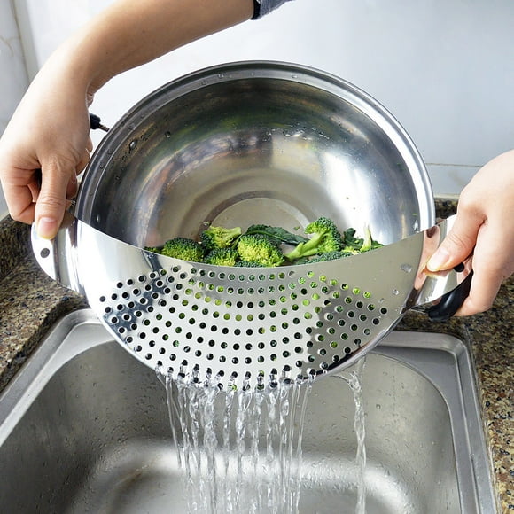 Under 10,2pc Stainless Steel Water Filter | Moon-Shaped Vegetable Pot Side Filter, Slag Separator | Kitchen Filter Baffle for Efficient Food Straining, Water and Waste Separator Tool, $BS$3