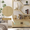 thumbnail image 4 of Rattan Bookshelf with 1 Natural Rattan Storage Cabinet and 7 Open Display Shelves, 7 Tier Bookshelf w/Adjustable Shleves & Foot Pad for Living Room, Bedroom, Office, Metal Shelves, Natural, 4 of 16