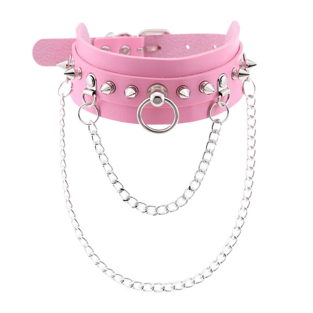 para Mujer Colr de Cuero Gótico Colr de Cuero, Colr de Graduación de Halloween, Longitud Tota Rosado Sunnimix Gargantilla Punk Gothic Collar