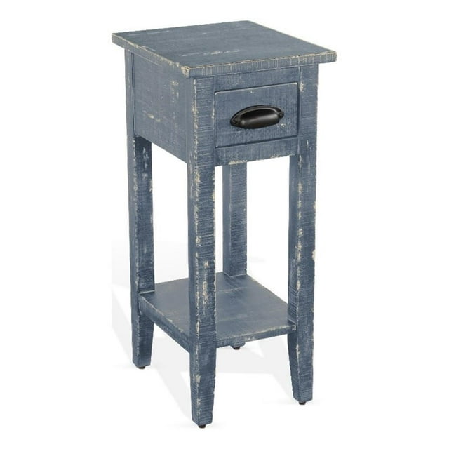 Pemberly Row Table d'Appoint en Acajou Style Ferme, Bleu Océan