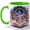 Green, variant on Magical Library Portal Coffee Mug, Moon Stars Open Book Fantasy Reader Design, 11 oz Ceramic Cup