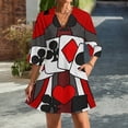 thumbnail image 2 of Artistic Fun Playing Cards Abstract Art Womens Dress With Pockets Summer V Neck 3/4 Sleeve Dress Plus Size Loose Dress, 2 of 7
