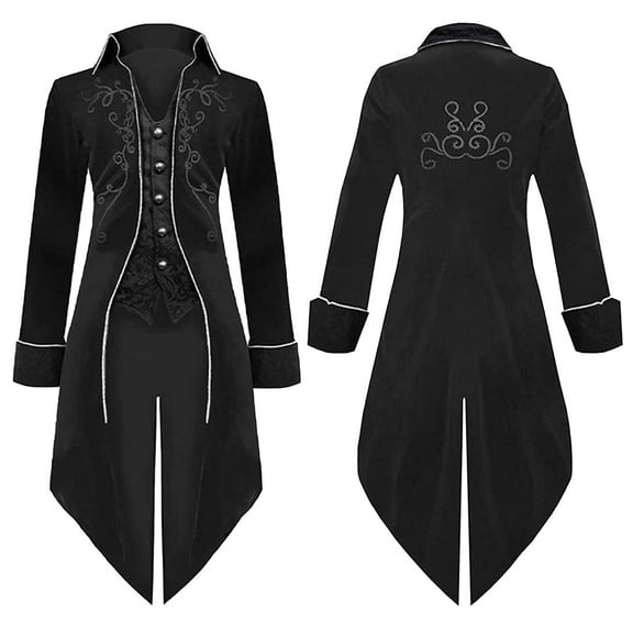 Somuwie Men's Halloween Long Sleeve Lapel Suede Tuxedo Stage Performance Jacket