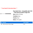 thumbnail image 2 of Rear Hatch Strut - Compatible with 1981 - 1983 American Motors Eagle SX4 1982, 2 of 2