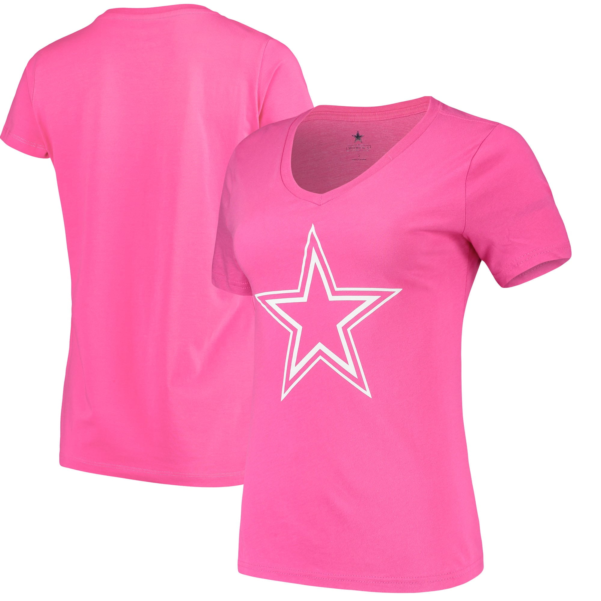 Dallas Cowboys Women's Pink Tammy Lace-Up V-Neck Jersey T-Shirt Size Small