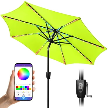 Scafild | 7.5ft Outdoor Patio Umbrella with Solar Lights, Outdoor Market Umbrella with Colorful LED Lights and Tilt and Crank - Apple Green