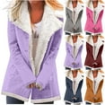 thumbnail image 1 of SYVGVA Womens Coat,Womens Top Long Sleeve Round Neck Button Front Pocket Solid Color Loose Jacket for Women,Gray,XXL, 1 of 5