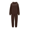 thumbnail image 3 of Womens Sweatsuits 2 Piece Set Casual Winter Long Sleeve Hoodie Loose Straight Leg Jogger Sweatpants Fall Tracksuit (XXL, Coffee), 3 of 4