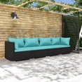 thumbnail image 1 of vidaXL 4 Piece Garden Lounge Set with Cushions Poly Rattan Black, 1 of 4