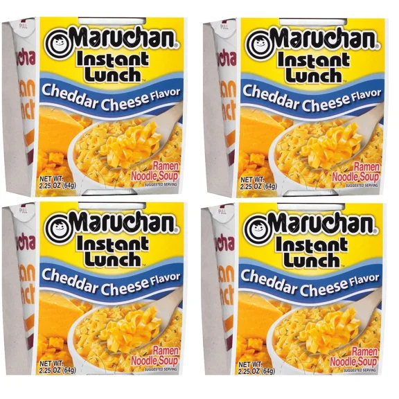 Maruchan Instant Lunch Cheddar Cheese Flavor Ramen Noodles, 2.25 oz Shelf Stable Cup pack of 4