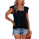 thumbnail image 3 of Blusa Informal de Mujer con Cuello Cuadrado, Volantes, Mangas y Peplum, Estilo Babydoll, Sin Mangas, Color Negro, Talla XXL, 3 of 10