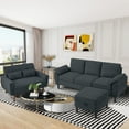 thumbnail image 2 of Jarenie Comfortable Modern Linen L Shaped Darkgrey Sectional Sofa Set, 2 of 7