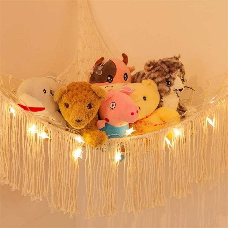 51 39 39 toy hammock mesh hammock plush toy organizer with tassels and hooks suitable for bedroom nursery Pink Walmart