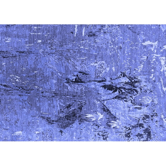 Ahgly Company Machine Washable Indoor Rectangle Oriental Blue Industrial Area Rugs, 5' x 7'