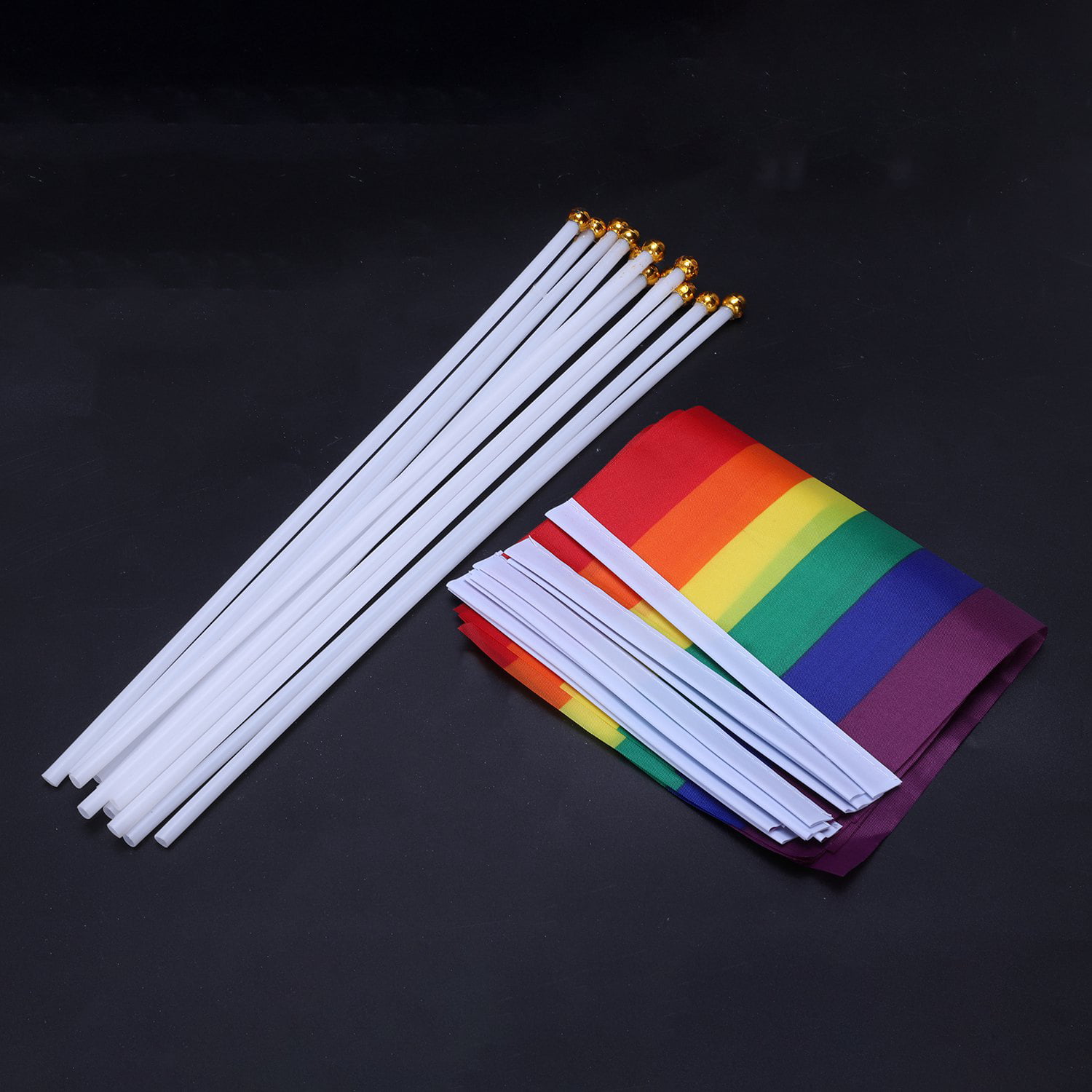 12 x Rainbow Flag Polyester Gay Pride Lesbian Peace LGBT Banner Festical 19*14cm 