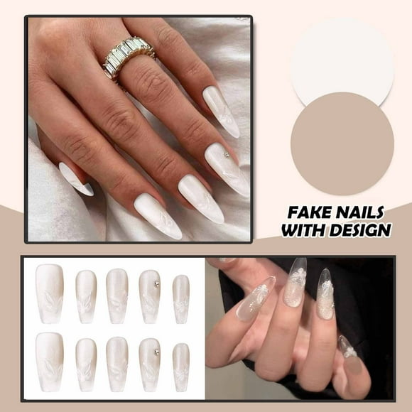 Press on Nails Gel x Nail Kit Stiwee Stylish Nude Medium Press-On False Nails with Trendy Designs - Instant Glam for Women, Parties, and Special Occasions