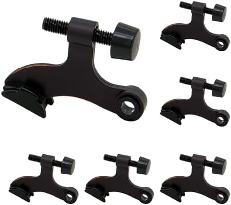 6 Pack Hinge Pin Oil Rubbed Bronze Door Stopper, Adjustable Heavy Duty Hinge Pin Door Stop with Oil Rubbed Bronze Rubber Bumper Tips