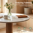 thumbnail image 6 of Finmind 31.5-inch Round Conference Table for 2-4, Small Wood Meeting Table with Thickened Sintered Stone Top and Stainless Steel Base, White & Walnut, 6 of 8