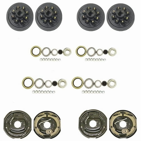 AJANTA INDUSTRIAL 12 x2 8 on 6.5 Trailer Hub Drum Kits with Electric Brakes for 7000lbs axle (4 Hub + 4 Brake (L&D))