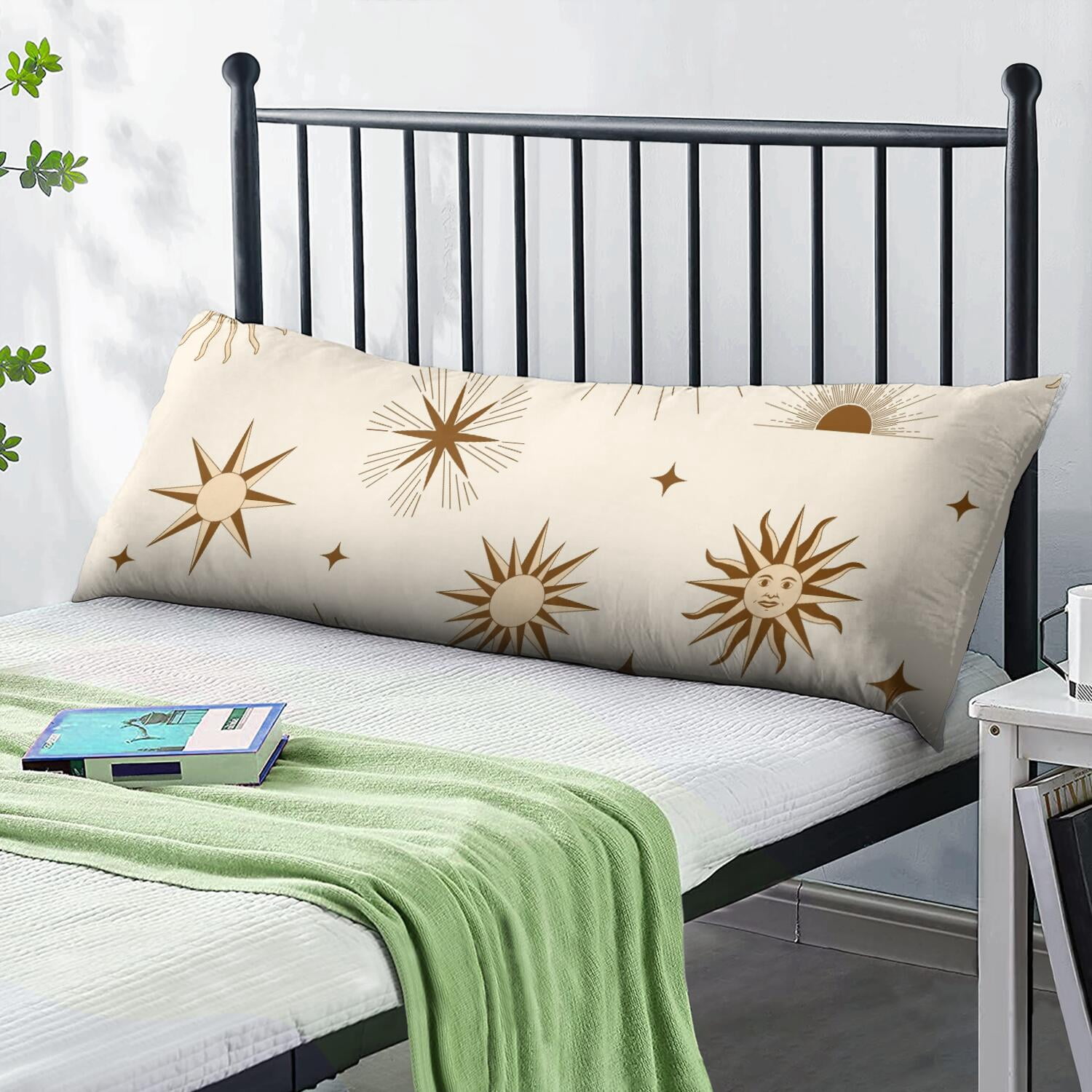 Astrology Print Body Pillow Cover - Celestial Sun Moon Star Design, 20" x 54" Full-Length Support, Cozy & Breathable Pillowcase for Bed or Couch
