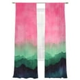 thumbnail image 2 of Watercolors Pink Sky Sheer Curtains 96 Inches Long 2 Panels Green Modern Black Art Light Filtering Semi Sheer Window Curtains Drapes for Bedroom Living Room 52"x96", 2 of 7