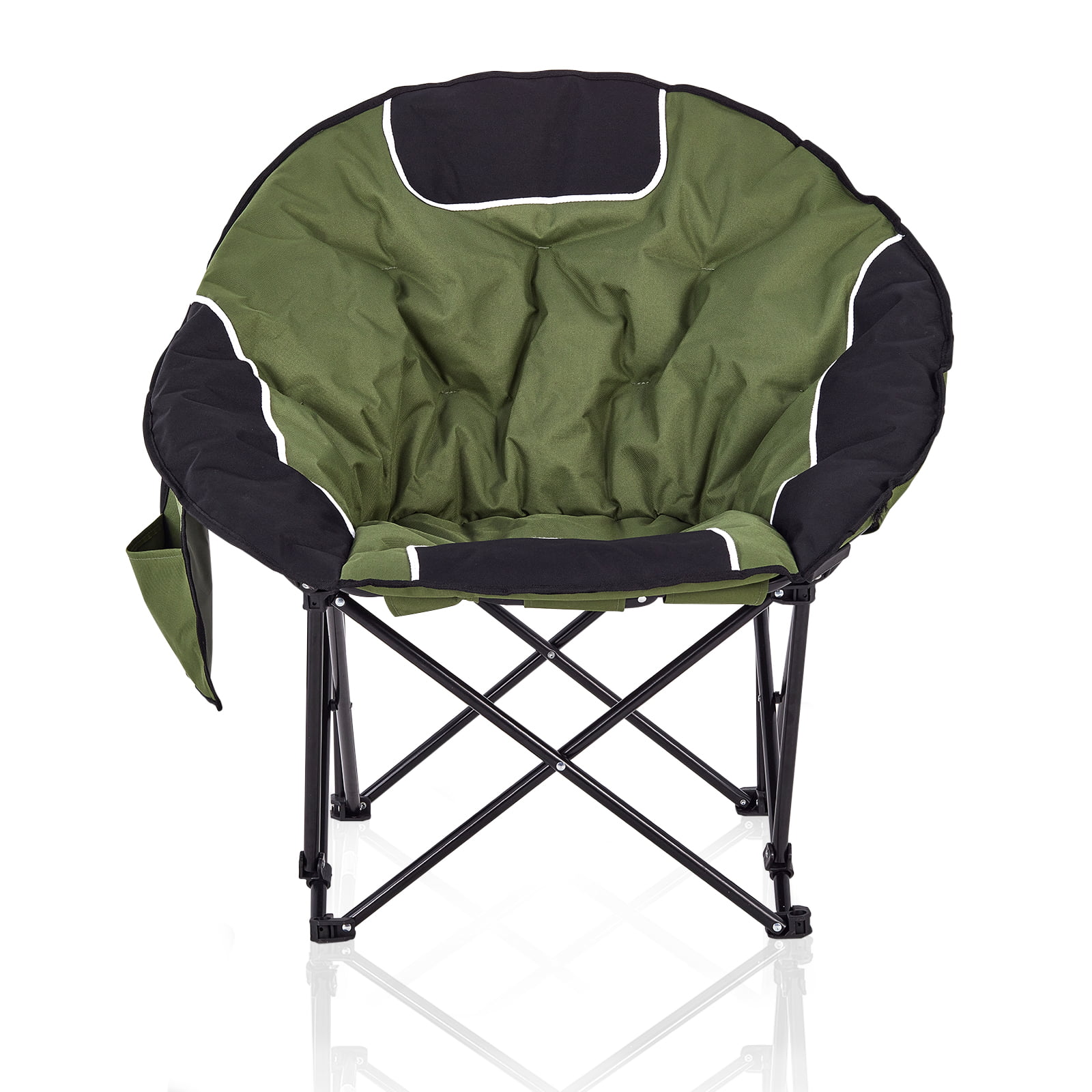 Folding Camping Chair Moon Chair Indoor Outdoor Garden Sun Lounger w/Footstool 