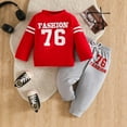 thumbnail image 2 of Zshosam Boy Clothes Toddler Baby Boy Fall Clothes Crew Neck Long Sleeve Sweatshirt Pants 2 Pcs Outfits,Red 9-12 Months, 2 of 7