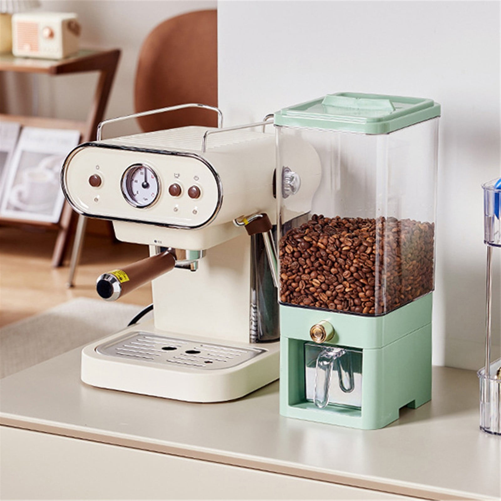 BMYJ Rice Dispenser Airtight Cereal Dispenser for Countertop Capacity Dry Food Storage Container for Rice Lentils Beans Grains Press Design