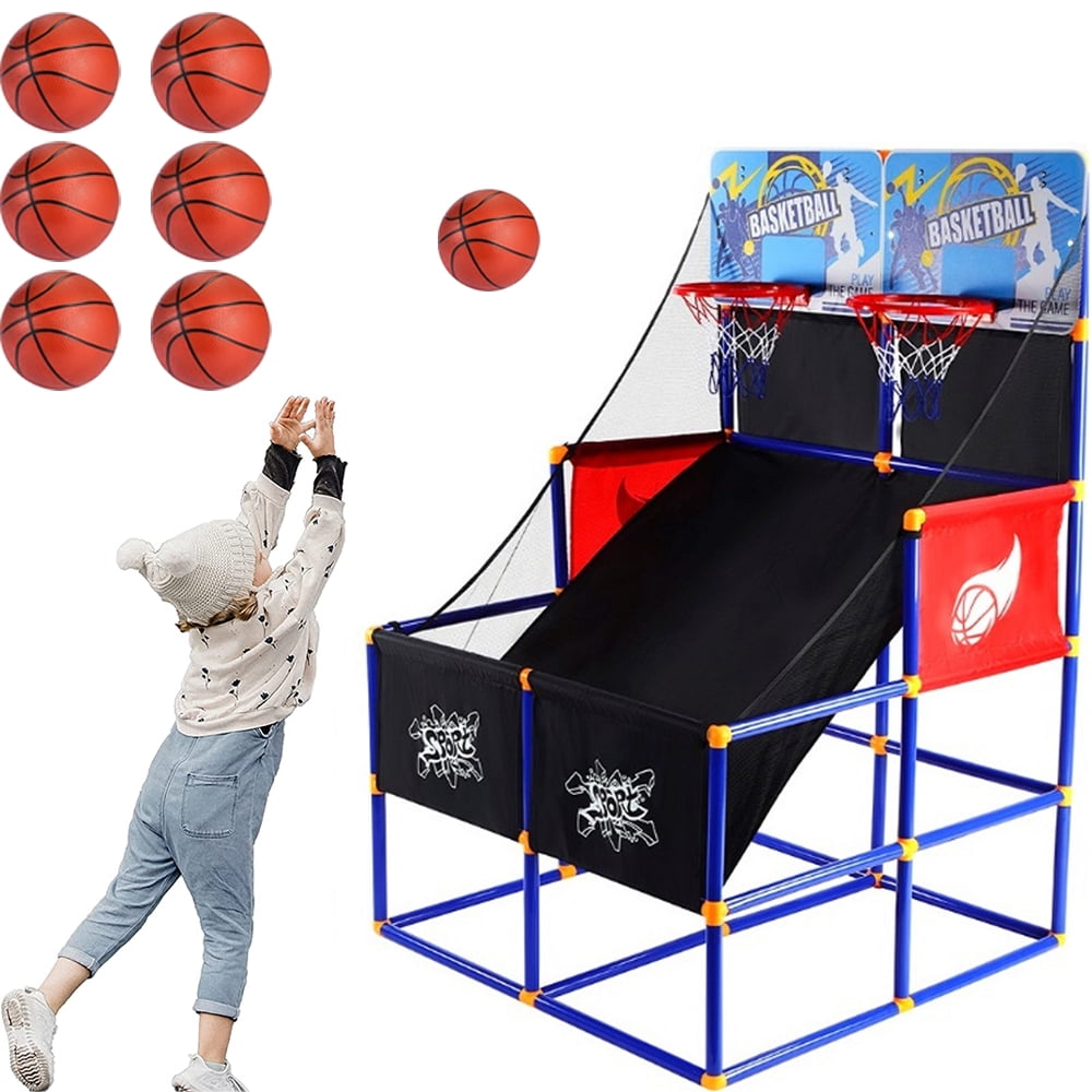 Indoor Basketball for Kids, SEGMART Kids Basketball Hoop with 6 Balls, Indoor Basketball Arcade Game with Air Pump, Two Players Basketball Game, Adjustable Basketball Hoop for Kids Boys Girls, LLL3459