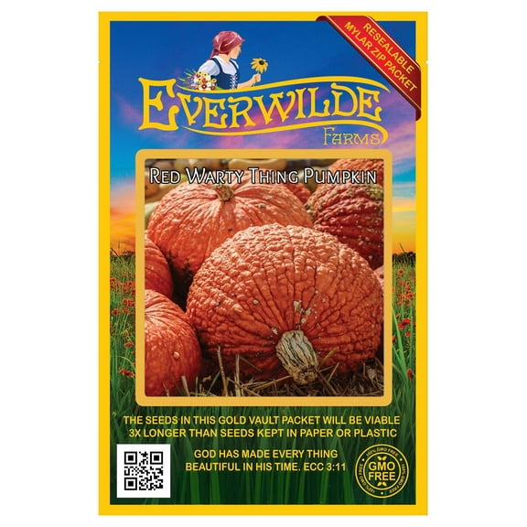 Everwilde Farms - 10 Red Warty Thing Pumpkin Seeds - Gold Vault Seed Packet
