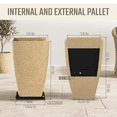 thumbnail image 2 of FIASON 2 Pack 21 Inch Tall Square Planters, Warm Stone Yellow Speckled Faux Stone Plant Pots with Drainage Hole & 2 Black Fixed Saucers, Indoor Outdoor Flower Pots for Patio Porch, 2 of 6