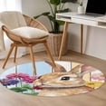 thumbnail image 4 of Easter Bunny Round Area Rug 3Ft Washable Small Circle Rugs for Kitchen Entryway, Spring Colorful Daisy Flowers Rabbit Wood Plank Non-Slip Carpet Floor Mats Indoor Outdoor Carpet Runner Home Decor, 4 of 8