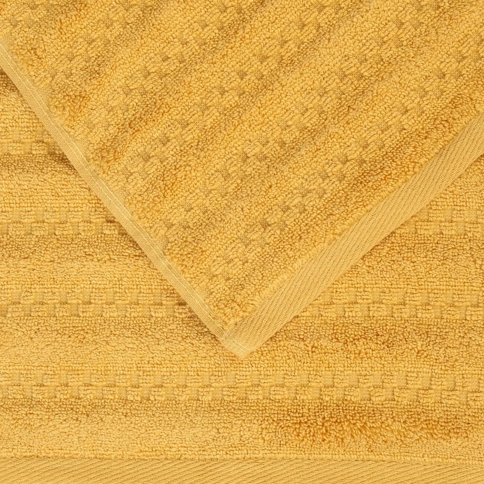 Superior Zuma Waffle Textured Stripes Zero Twist 12 Piece Towel Set, Gold