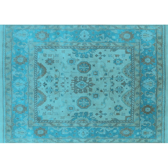 Ahgly Company Indoor Rectangle Oriental Light Blue Industrial Area Rugs, 3' x 5'