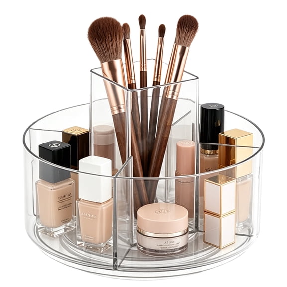 360 Rotating Makeup Organizer, Cosmetic Storage Carousel with Large Capacity, Spinning Makeup Holder for Lipstick, Brushes and Skincare, Vanity Organizer,Small