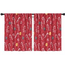Blackout Kids Curtains,Red Christmas Candy Cane Pattern Childrens Insulated Curtains Set Of 2,Bedroom Essentials,Toddler Room Decor 42"x54"