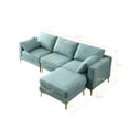 thumbnail image 5 of Triple Tree Polyester L shaped Sectional Sofa with Cushion, Turquoise, 5 of 9