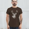 thumbnail image 4 of Deer Portrait T-shirt Monochrome Buck Head Nature Whitetail Wildlife Antlers Forest Rustic Hunt Trophy Men's Tee, 4 of 7