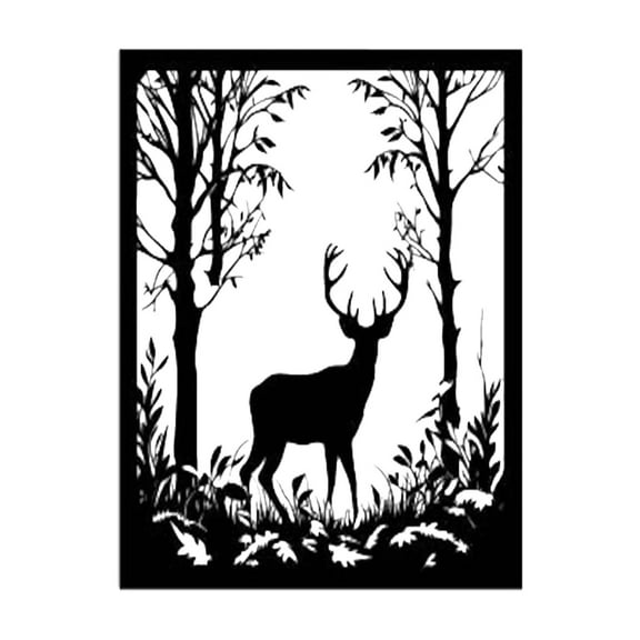 ✅​Sdcart Woodland Deer Metal Wall Art - Forest Silhouette Gallery Flat Iron Sculpture Rustic Lodge Decor Wildlife Buck Animal Head Nature Theme Cabin Accent Matte Finish Artwork