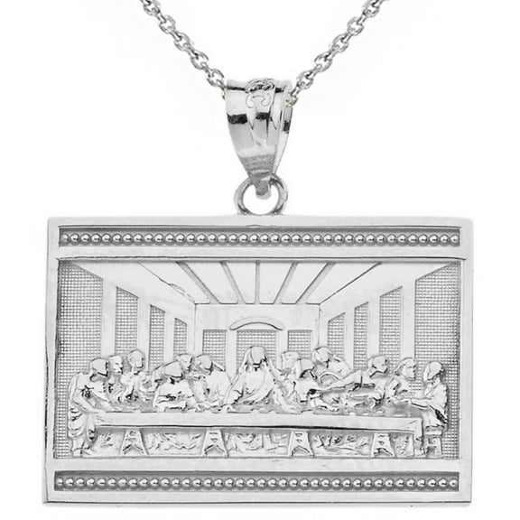.925 Sterling Silver Last Supper Pendant Necklace (Pendant with 22" chain)