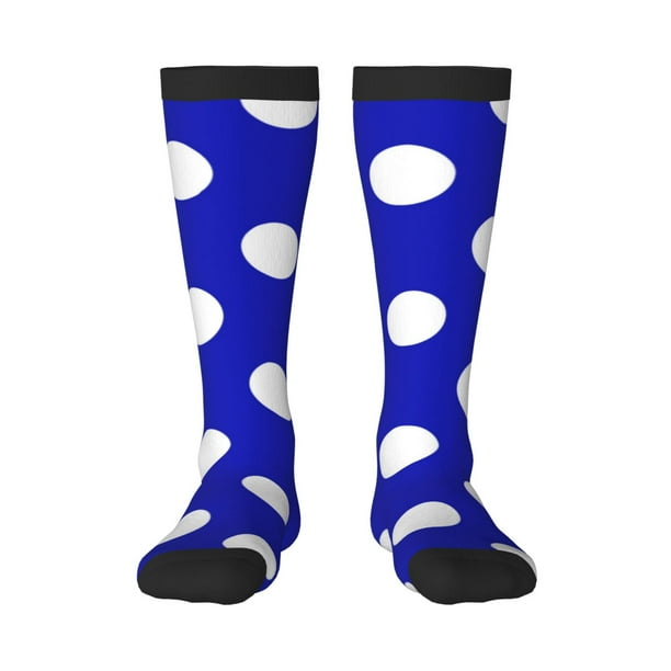 Balery Blue And White Polka Dot Calcetines novedosos Calcetines deportivos Calcetines hasta la rodilla Calcetines de algodón Calcetines originales y geniales
