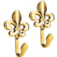 thumbnail image 1 of Ganchos de cortina de pared de 2 piezas, hechos de artesanía de grabado de metal de estilo vintage, perchas decorativas, para ganchos de abrigo de armario de baño de sala de estar Vhermosa, 1 of 8
